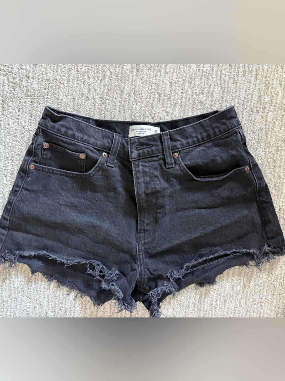 Abercrombie & Fitch Black Distressed Denim Jean Shorts
